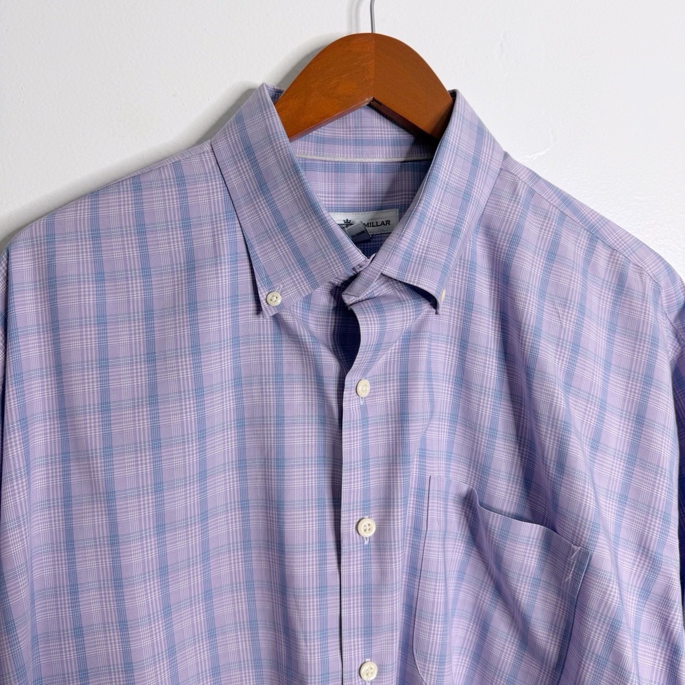 Peter Millar Men's XL Button Down Dress Shirt Purple Blue Long Sleeves Preppy